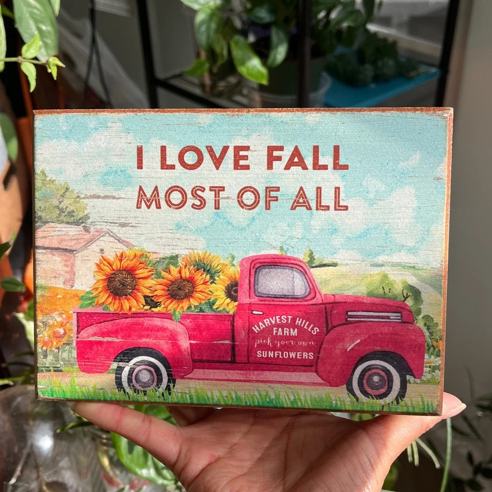 I Love Fall Decorative Sign with Red Truck